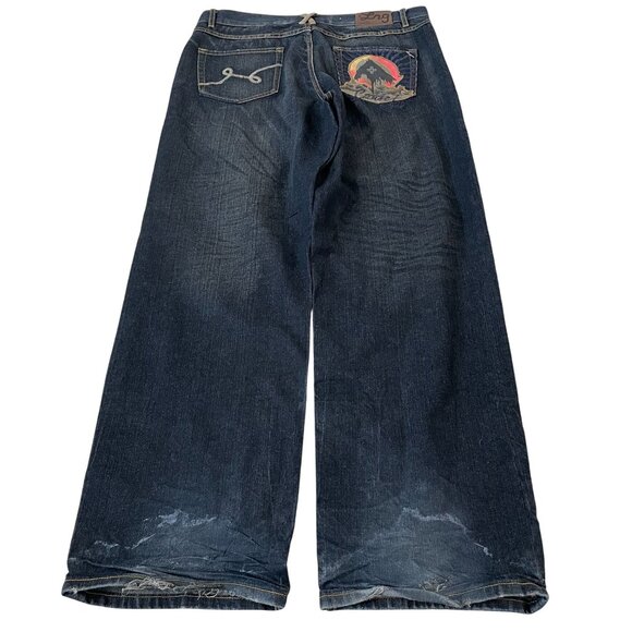 LRG Sunset Rock Jeans Men's Size 36x34 Dark Wash Wide Leg 90s Style Denim - Picture 7 of 8